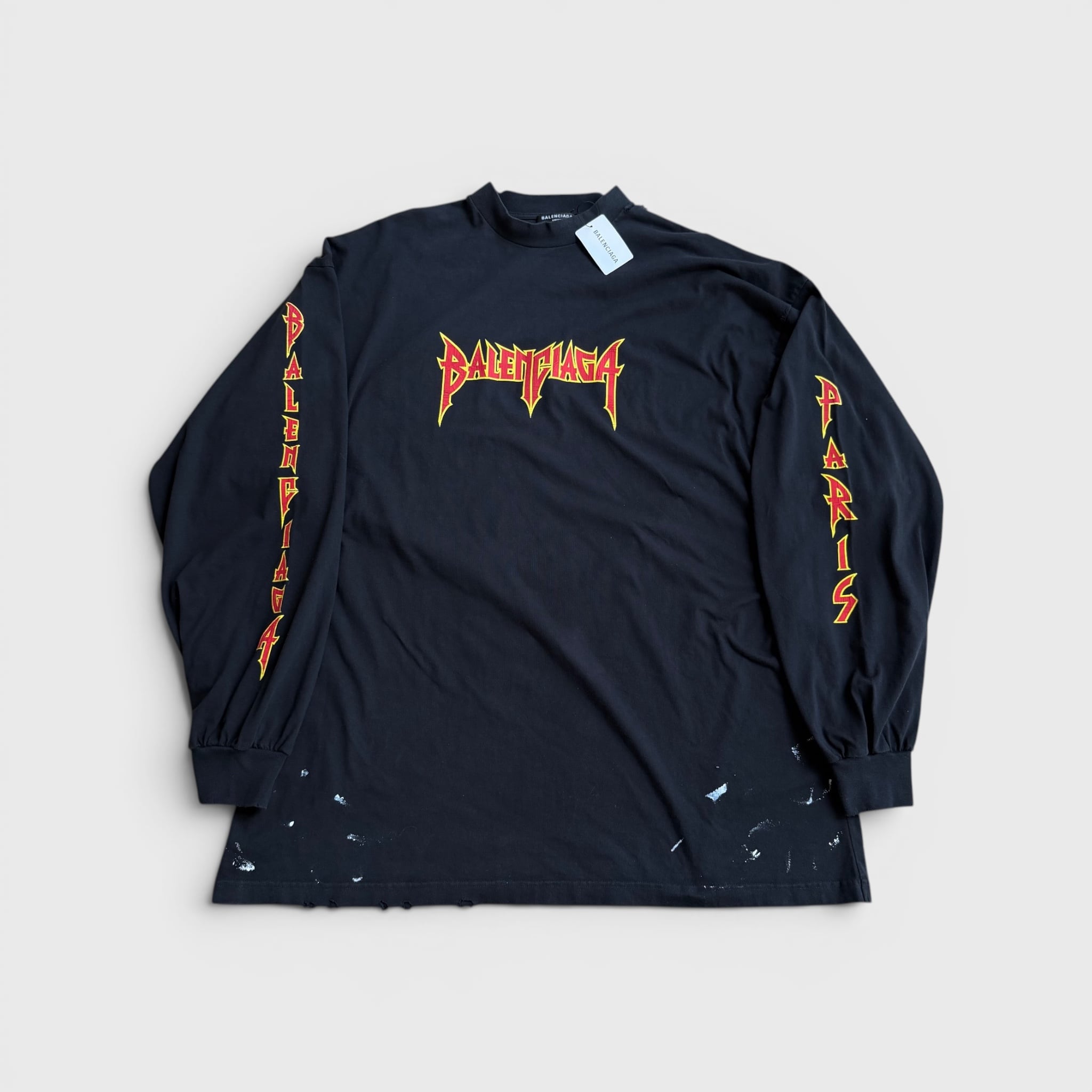BALENCIAGA メタル オーバーサイズ ロングスリーブ Tシャツ ブラック 4