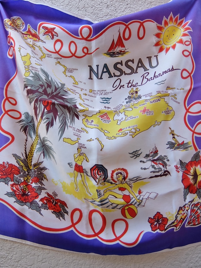 Vintage souvenir scarf Nassau／ヴィンテージ スーベニア スカーフ 