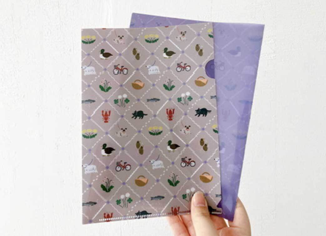 クリアファイルA5 川沿いの散歩道ピンク