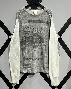 【X VINTAGE】"DIESEL" Color Switching Fish Print Design Print L/S T-Shirt