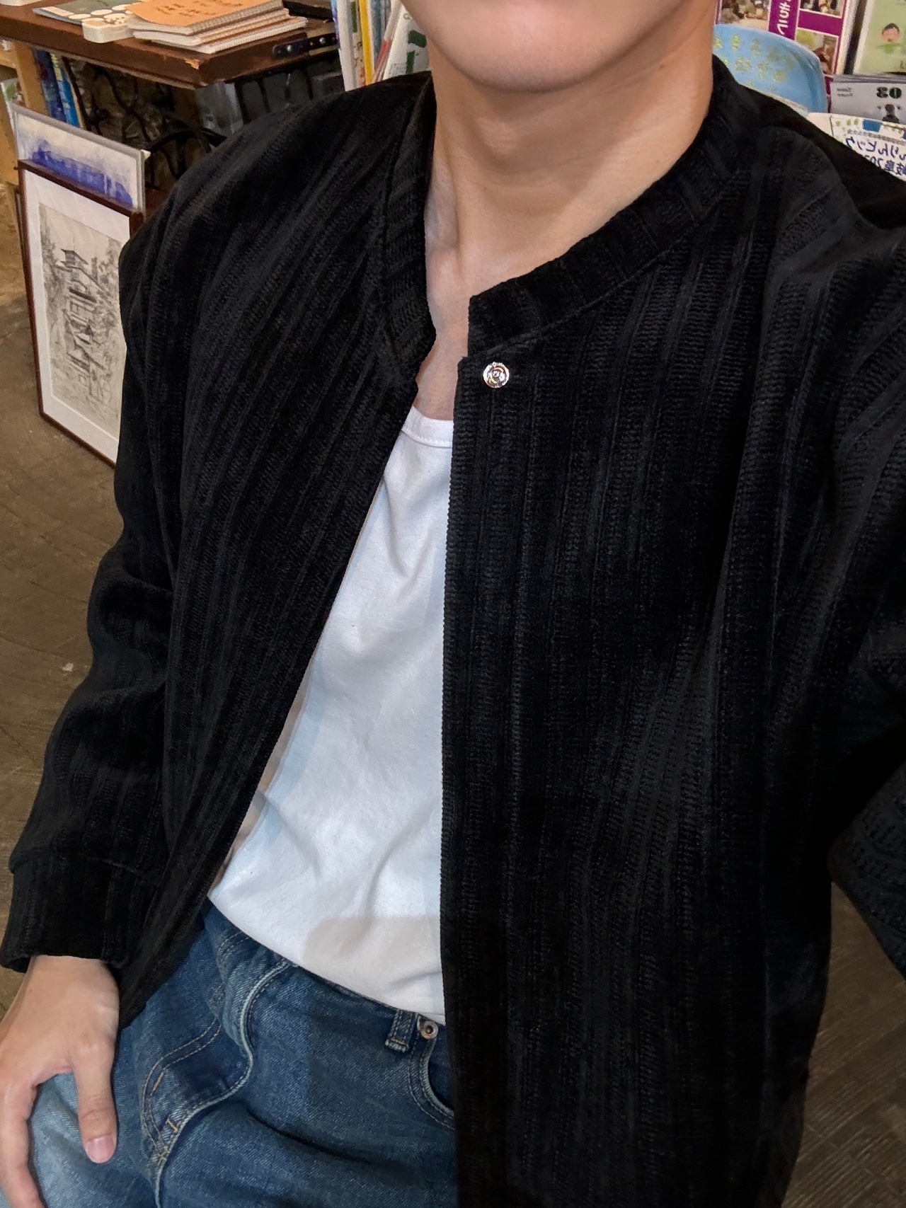Velour Cropped Long Sleeve Cardigan (3color) - 4