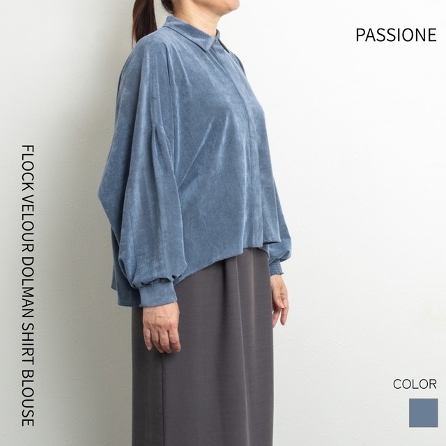 フロッキーベロアバックギャザードルマンシャツ【PASSIONE／パシオーネ】