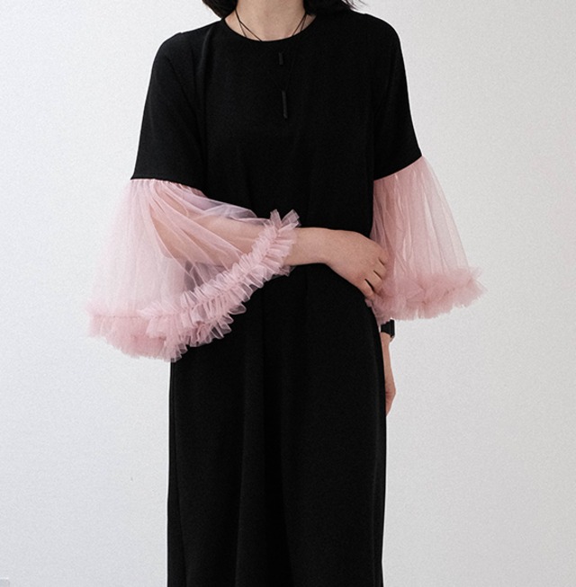 tulle sleeve dress  【202201214621】