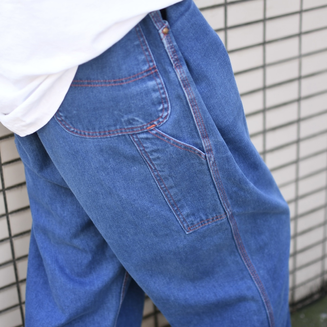 70's ~ BIG MAC orange stitch denim painter pants