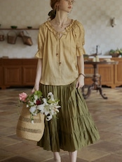 Antique Olive Tiered Skirt F0713