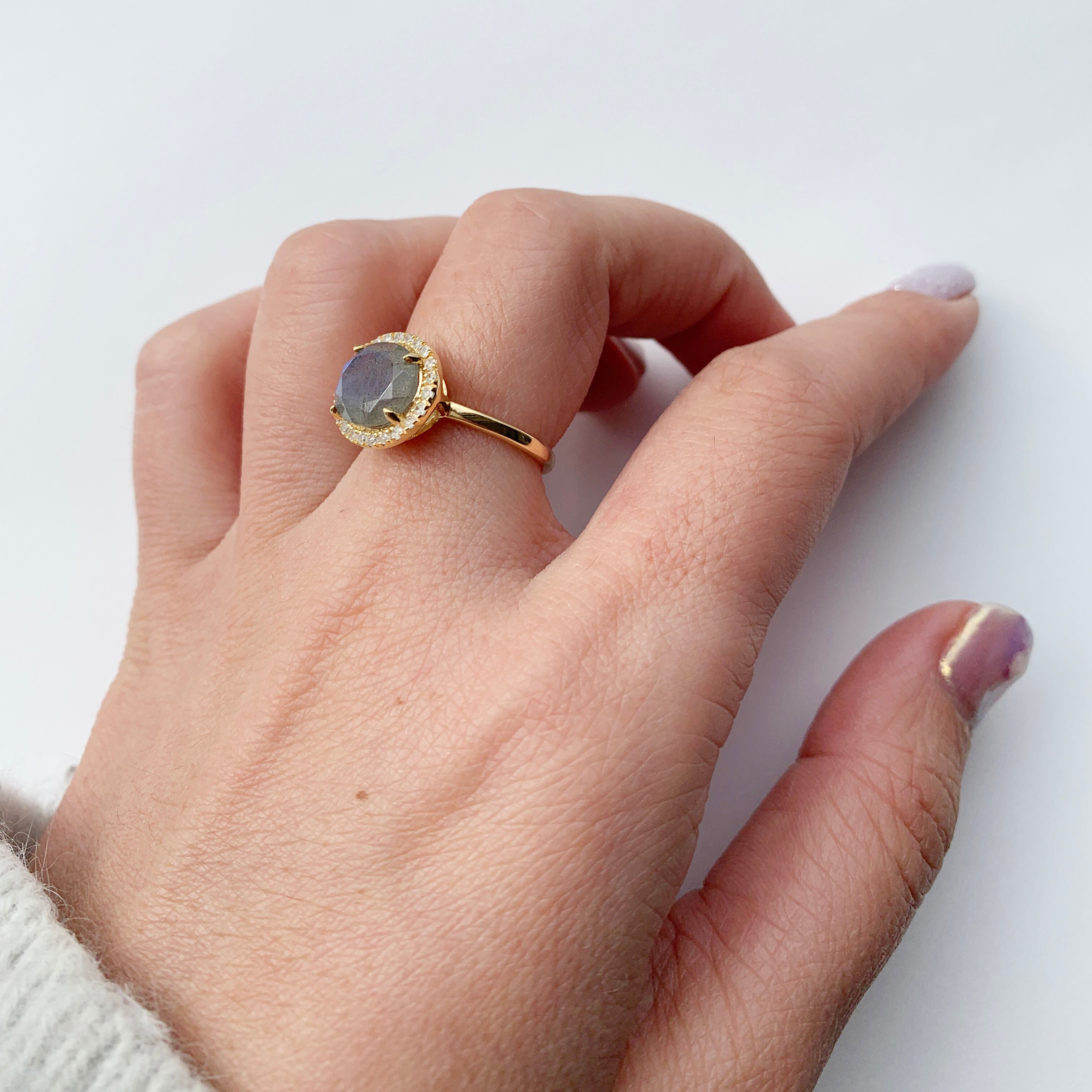 ラブラドライト ダイヤモンドメレリング | ＜天然石ジュエリー