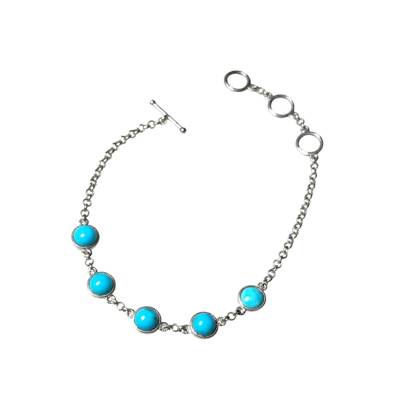 vintage silver 5 turquoise bracelet