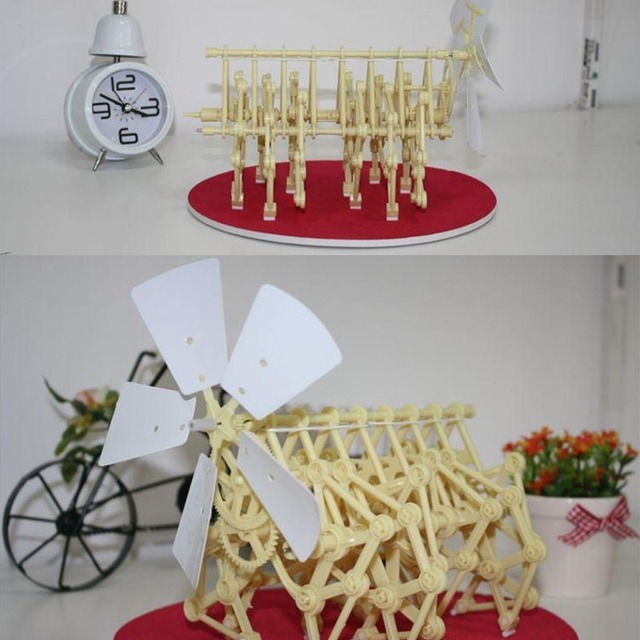 Diy風動力模型玩具ウッドでプラスチックウォーカーロボット玩具ミニビーチクリーチャー組立モデル構築キット