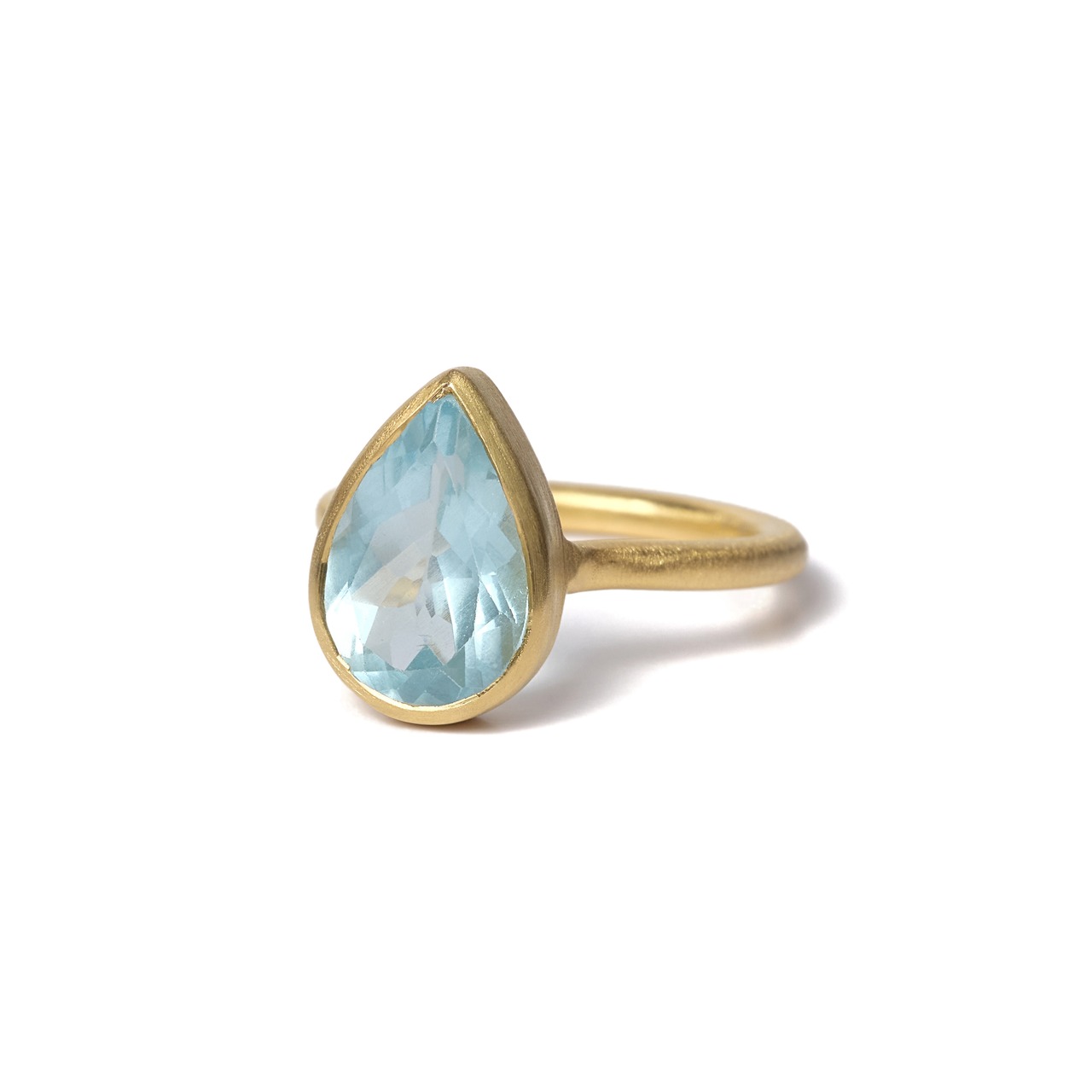 S925 SINGLE STONE MATT RING -AQUAMARINE-