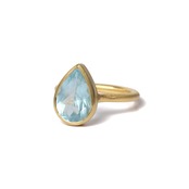S925 SINGLE STONE MATT RING -AQUAMARINE-
