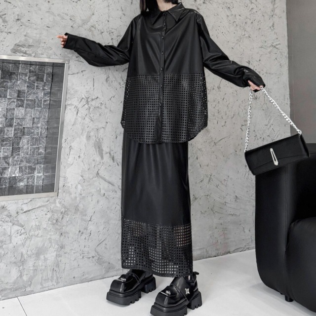 PU high waist skirt C0587