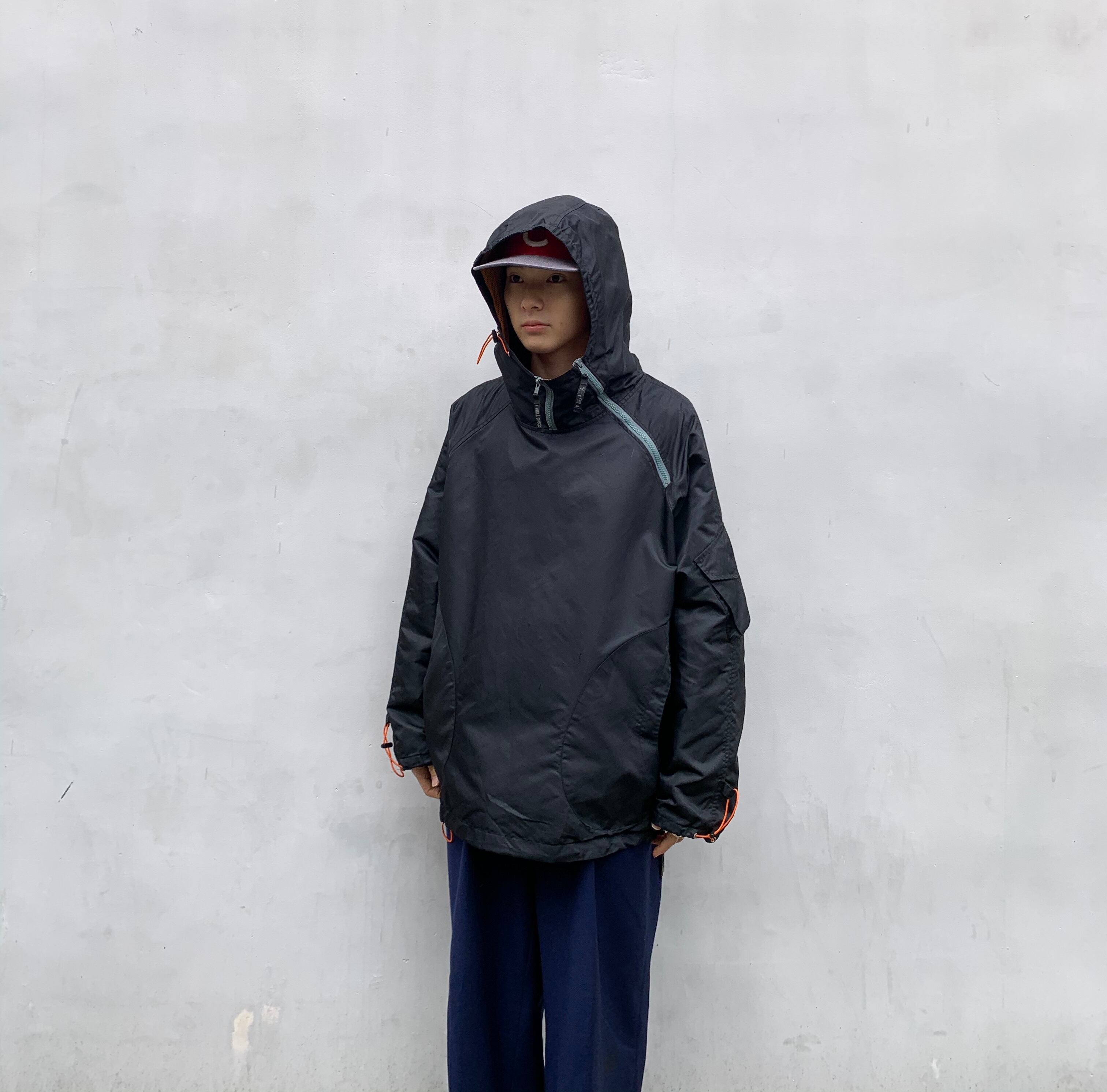 DOUBLE SHOCK” black double zip design pullover parka | Pay ID DOUBLE SHOCK” black double zip design pullover parka | Pay ID