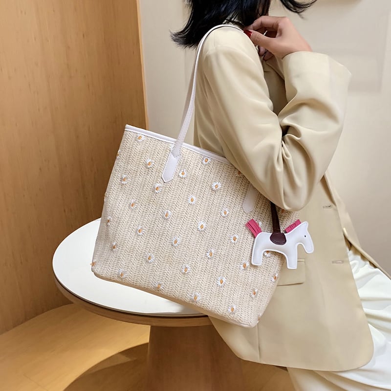 大容量バッグ女性バッグ2020夏の新しい波のファッションワイルドインショルダーバッグネット赤い織りトートバッグ Tiancai_Wing_Bag7876954