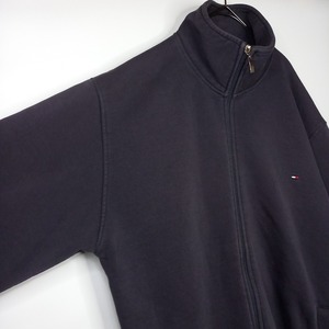 90s　トミーヒルフィガー　スウェット　ジャケット　刺繍　裏起毛　ネイビー　XXL