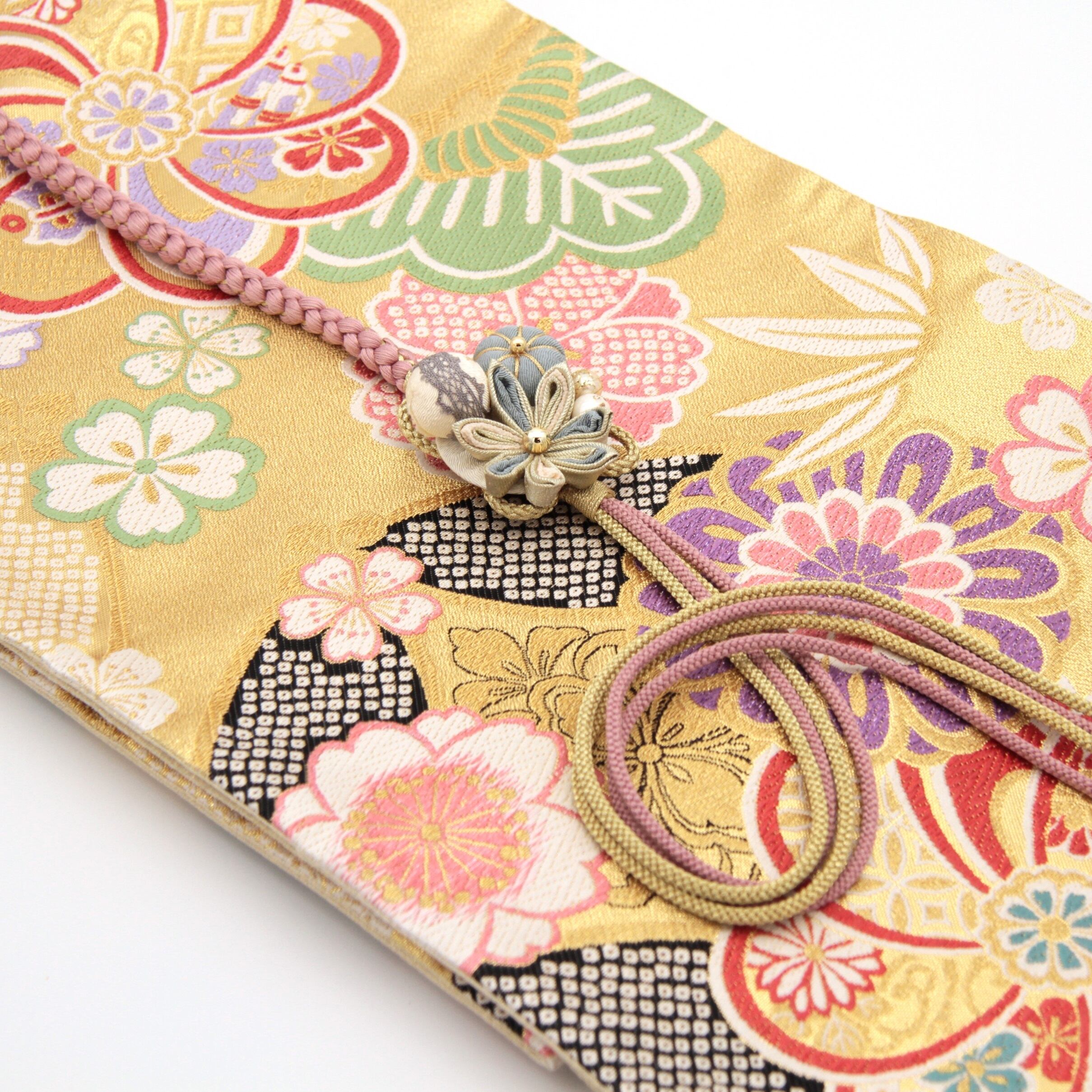 新品・未使用 帯締め【くすみブルー×花】帯飾り アクセサリー 成人式 振袖 帯〆 和装小物 着物 きもの 和装 W-92 新品・未使用 帯締め【くすみブルー×花】帯飾り アクセサリー 成人式
