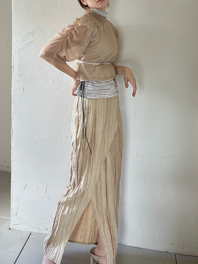 Glitter Sheer Top / BEIGE
