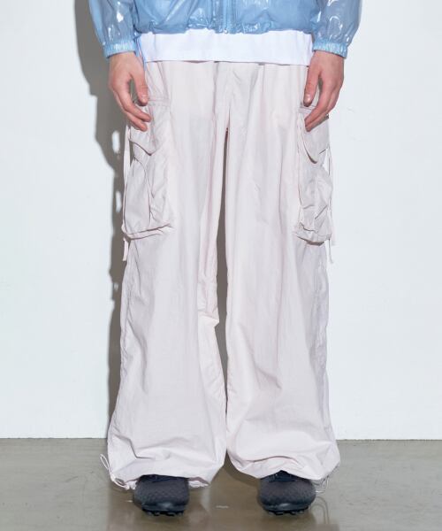 SCULPTOR] Parachute Cargo Pants Ballerina Pink | もごつ