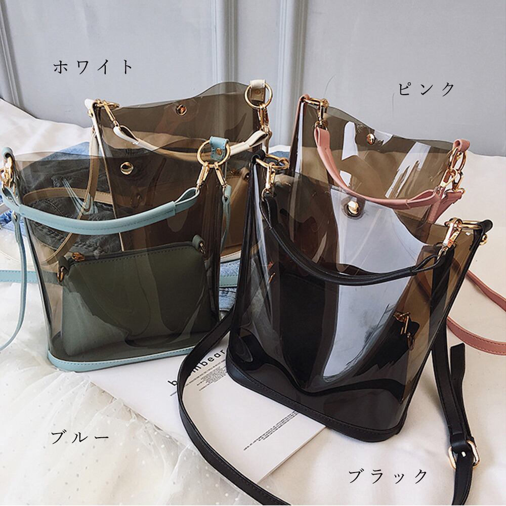 大人っぽさを演出☆ブラックカラークリアBAG】クリアショルダーバッグ
