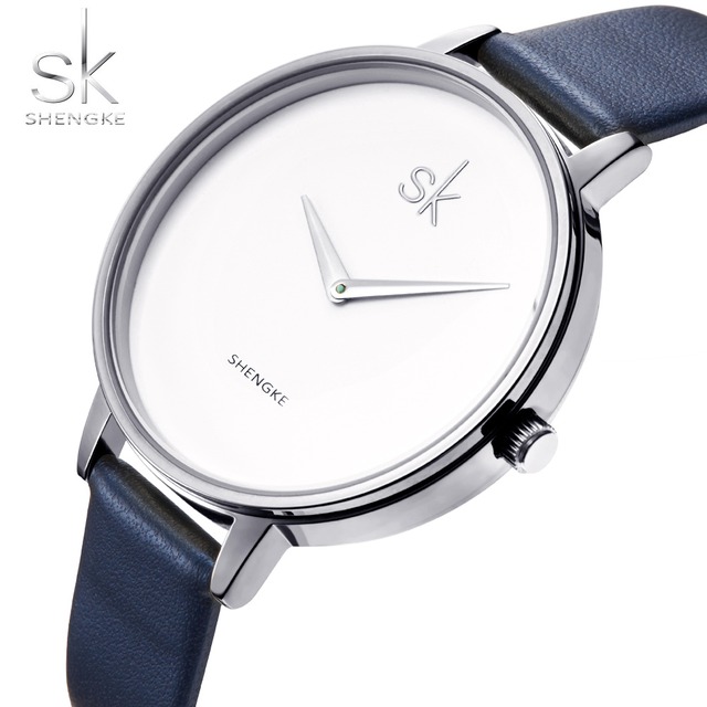 Shengke女性腕時計ミニマリスト人格クラシックスリムレザーストラップビジネスファッションミックスマッチレディクォーツwrsitwatch sk新しい