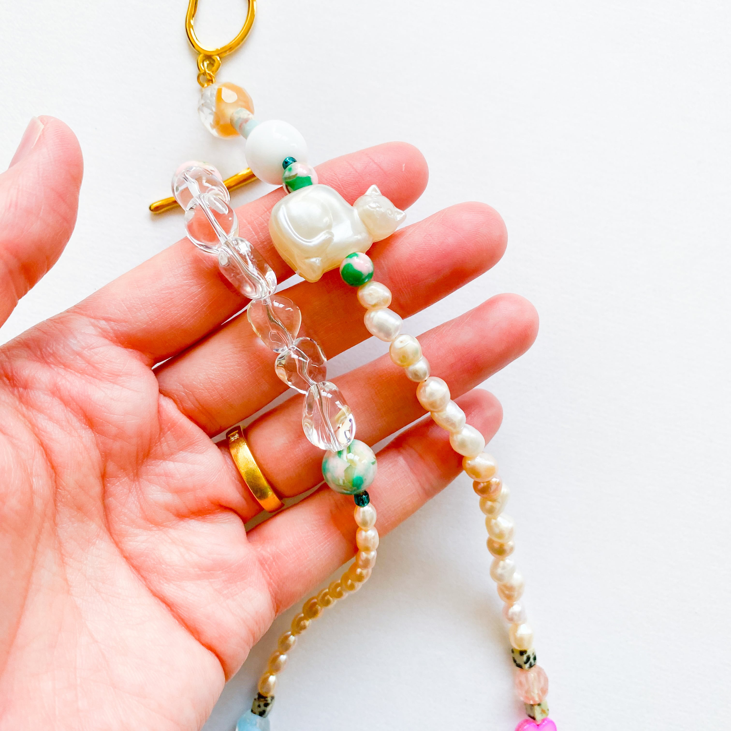 淡水パールとビーズのネックレス(たまに天然石）