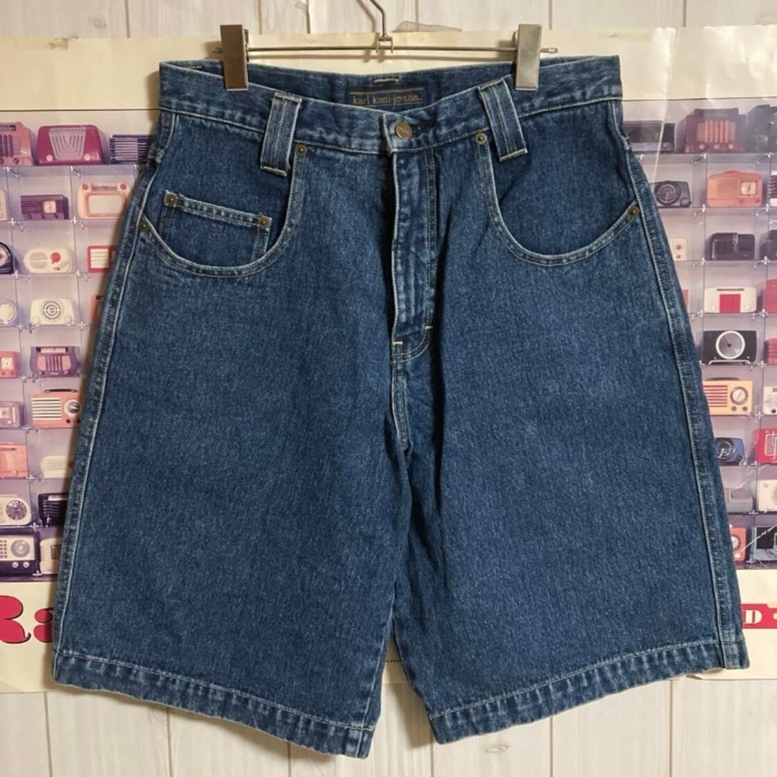 90s KARL KANI USAバギーデニムショーツワイドハーフパンツショート 