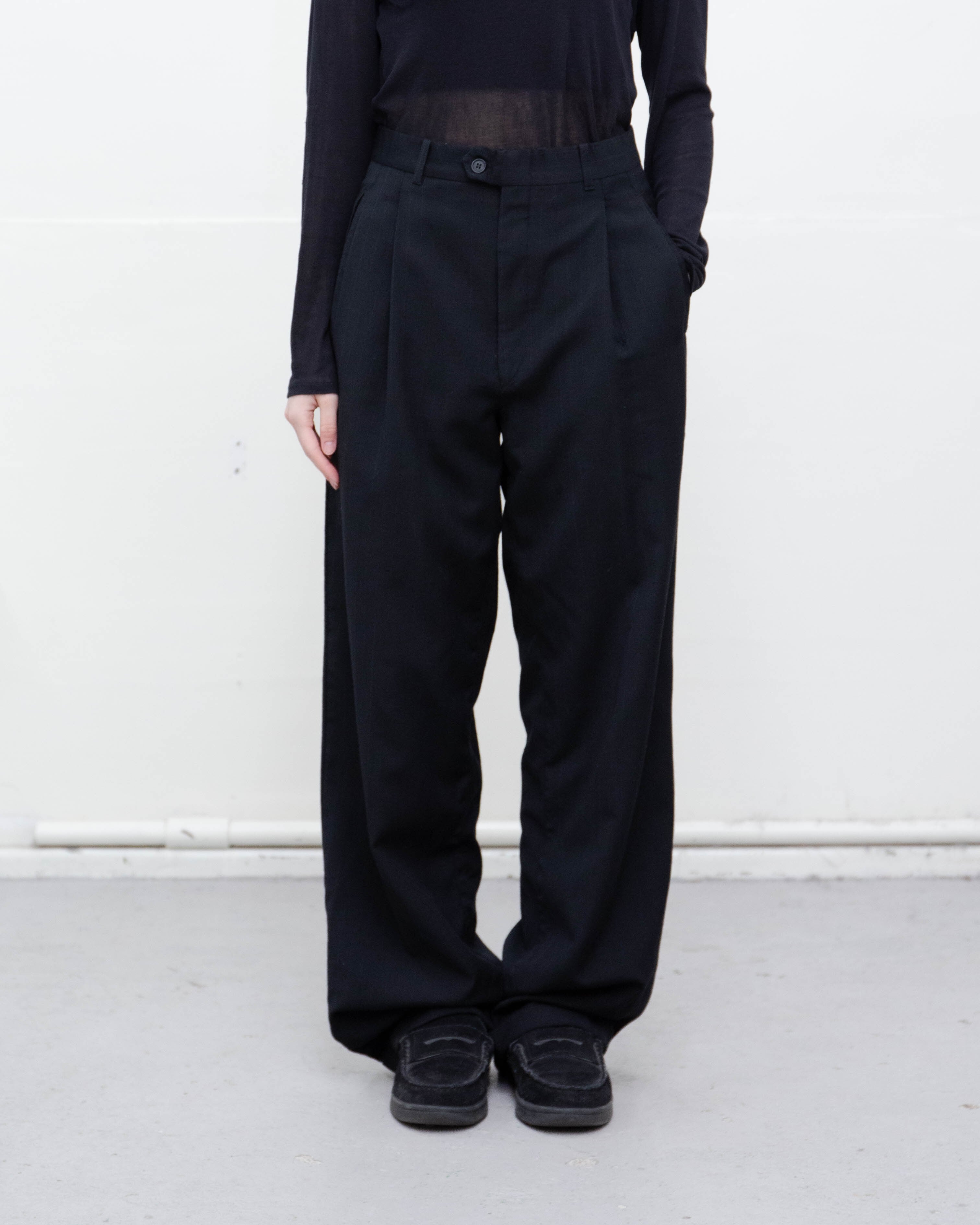 1990s Yves Saint Laurent - pinstripe tucked wide trousers | LUIK FINN