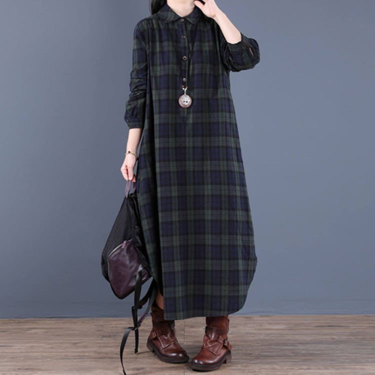 タータンチェックシャツワンピース（2色）10099 | さらり＊ふわり