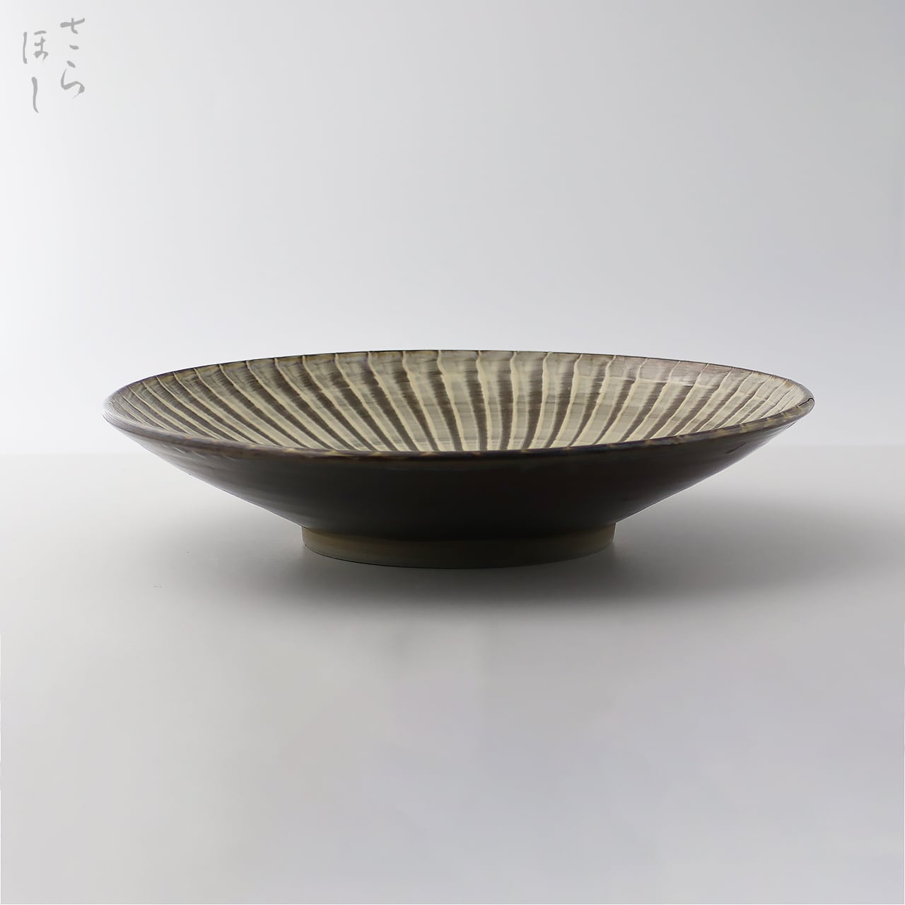 小鹿田焼 小袋窯 尺皿 打ち刷毛目 白 直径約30.5cm 陶器 和食器 民藝