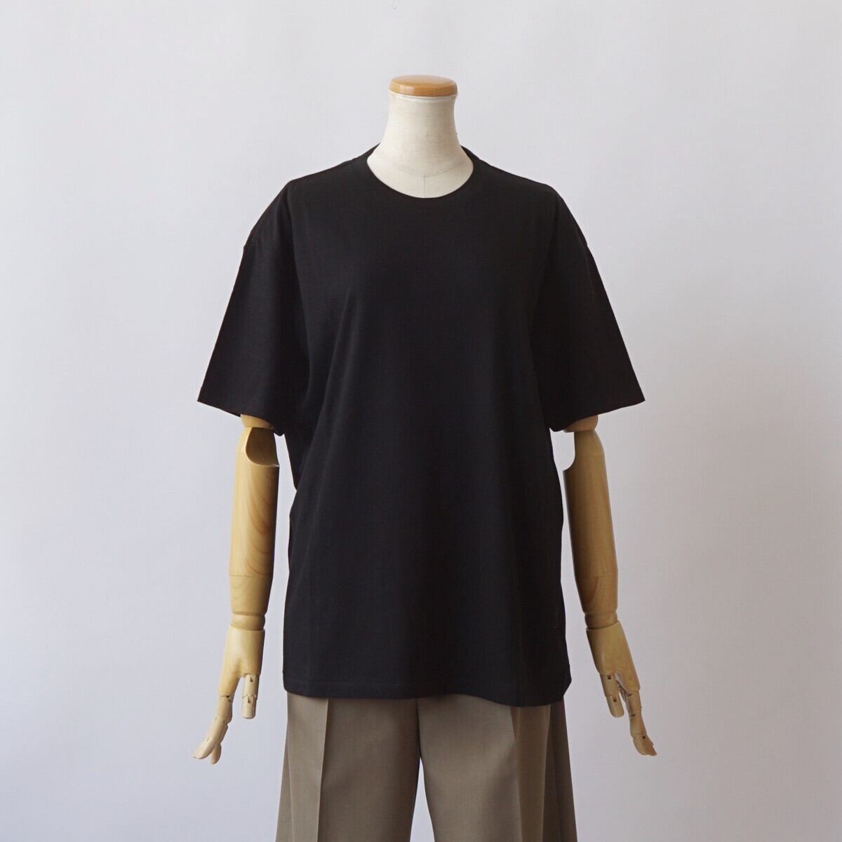 Auralee 半袖スウェット ブラック AURALEE/オーラリー・SEAMLESS CREW NECK TEE | a flat shop