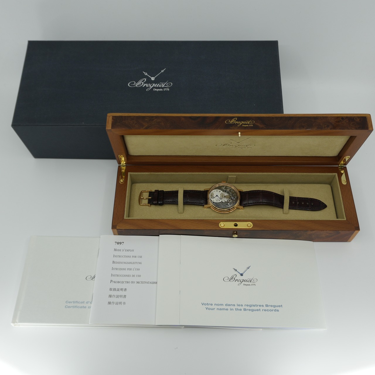 稼働品!BREGUET ブレゲ トラディション オートマティック レトログラード セコンド 7097BR/G1/9WU PG×革 AT シルバー文字盤