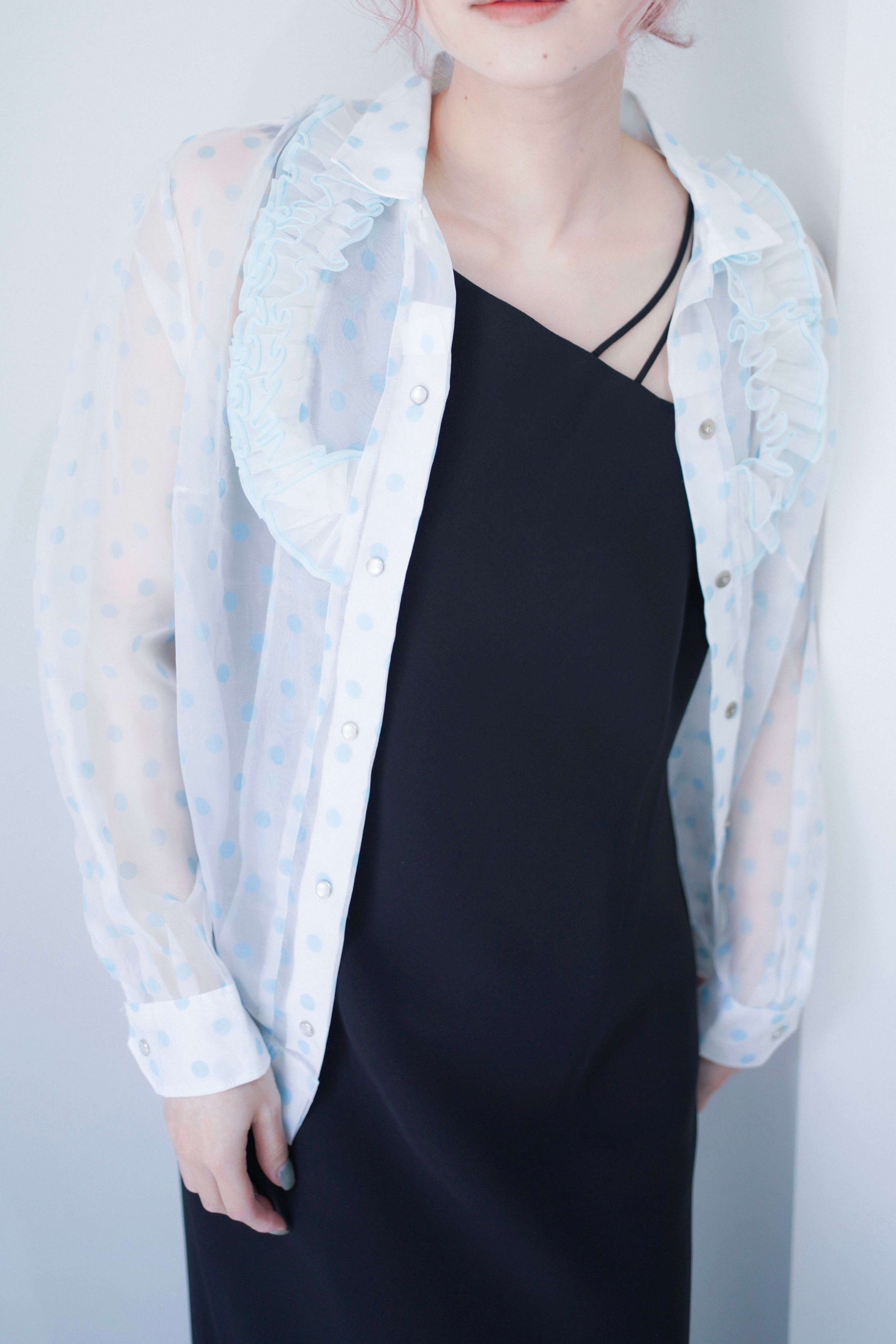 dot sheer western shirt