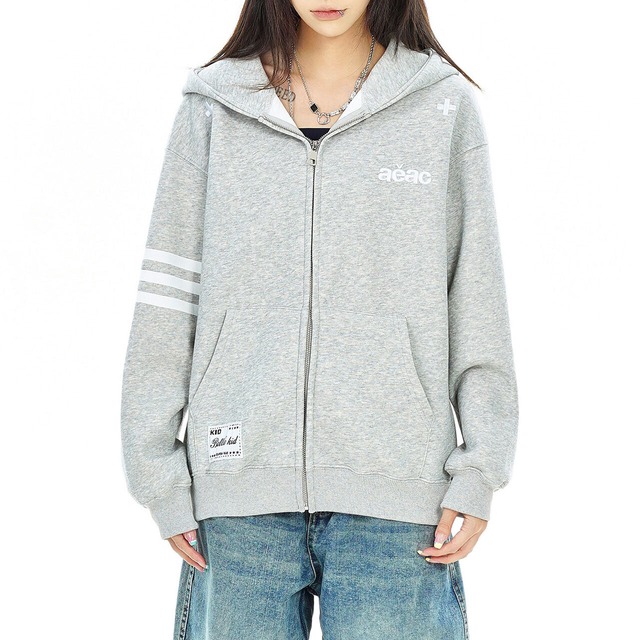 ワンポイントアームラインジップフーディ 2col   R02762