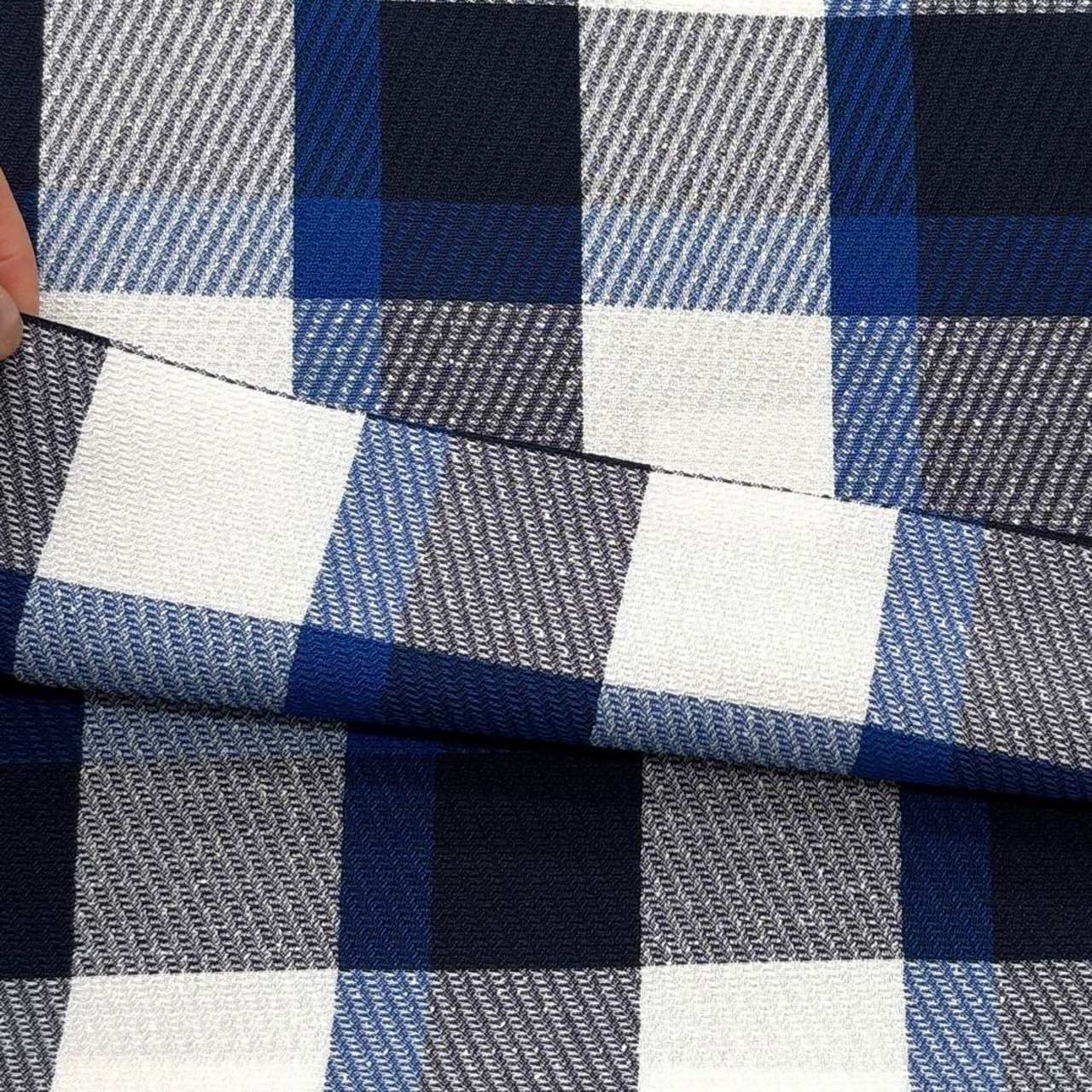 ★NY057◆2m◆ポリエステル100%弱ドビー斜め織り生地◆チェック