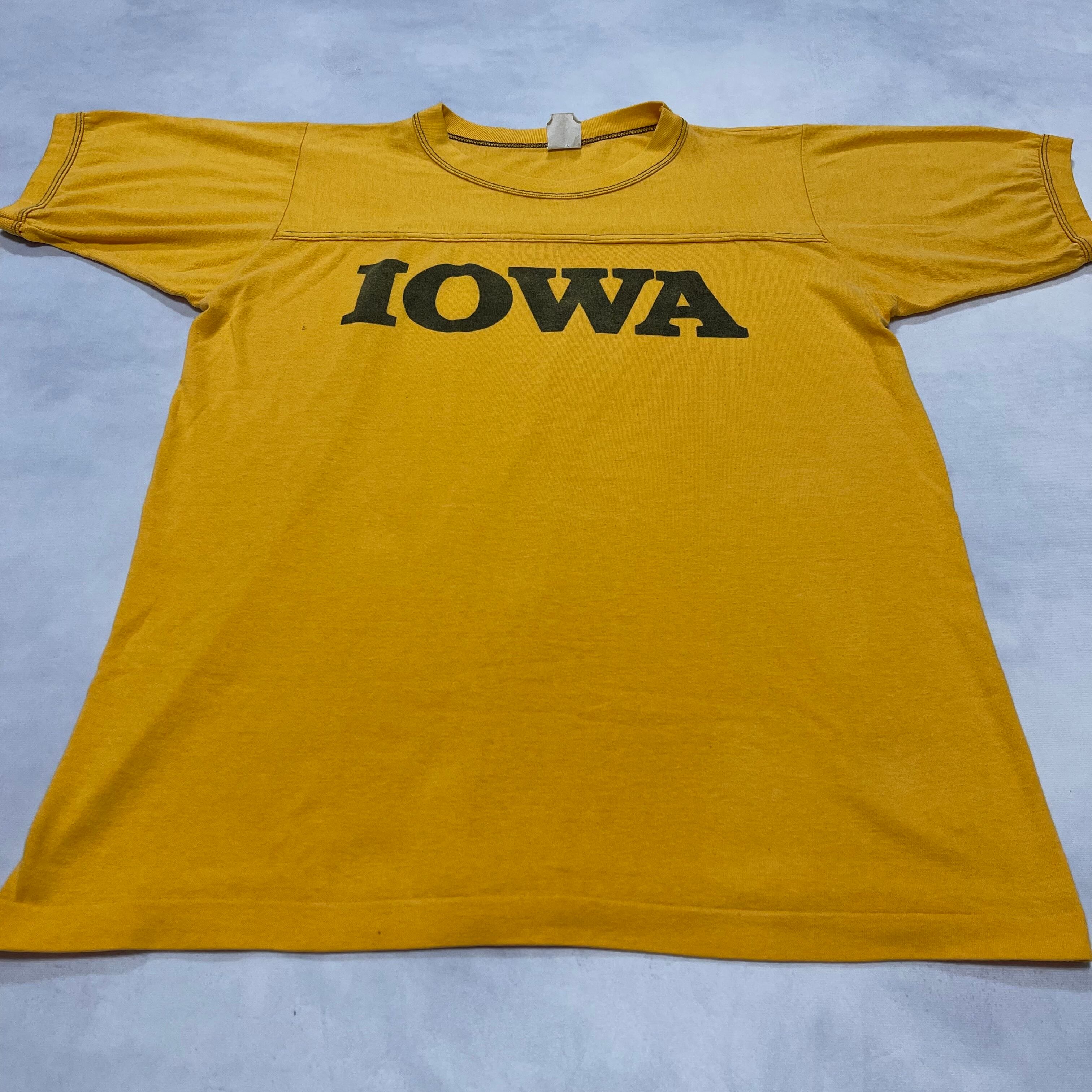 70's 80's IOWA HAWKEYES シングル フットボール Tシャツ