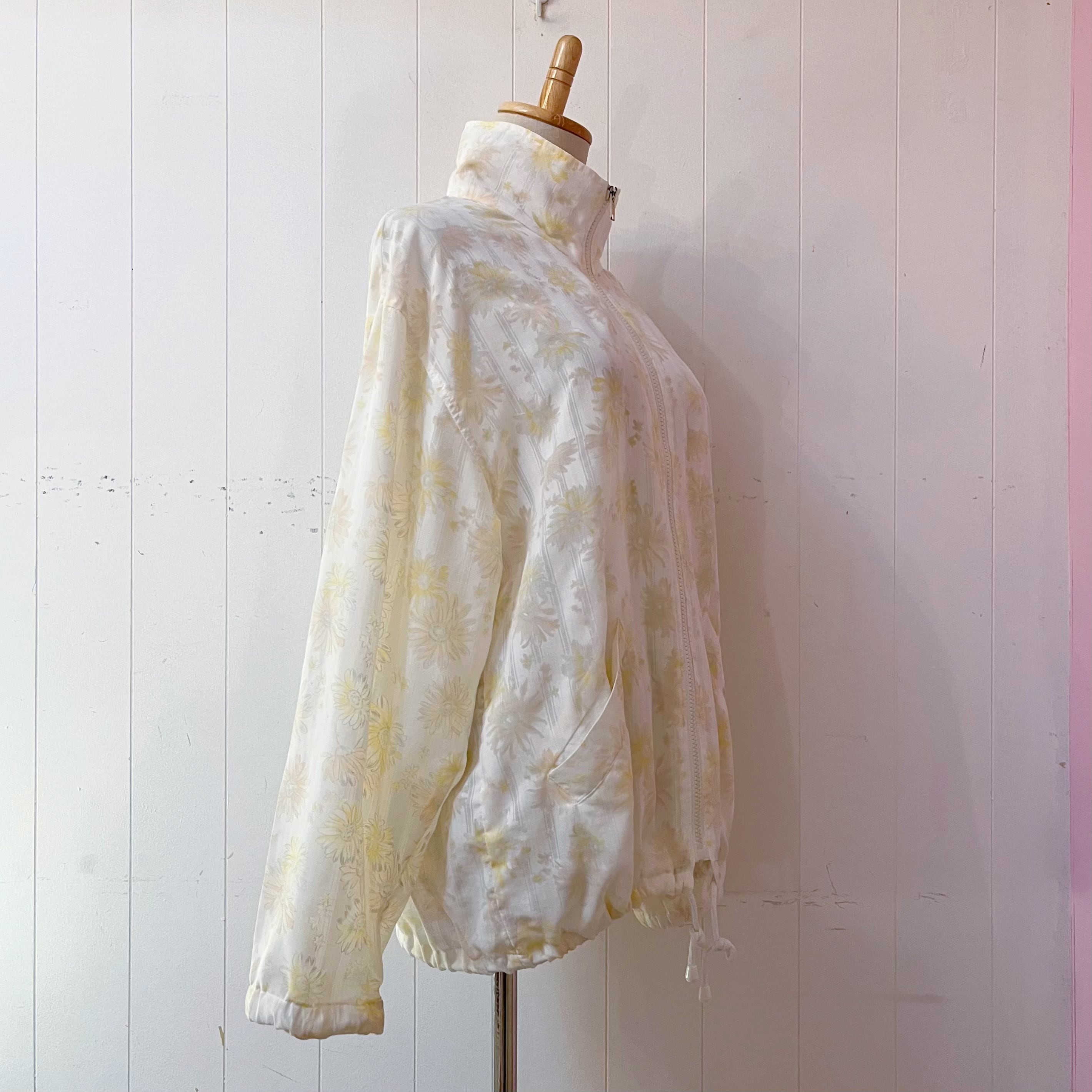 flower stripe sheer zip-up jacket