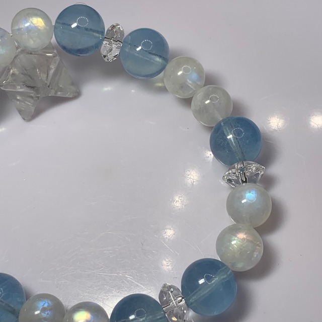 アクアマリン×ホワイトラブラドライト デザインブレスレット