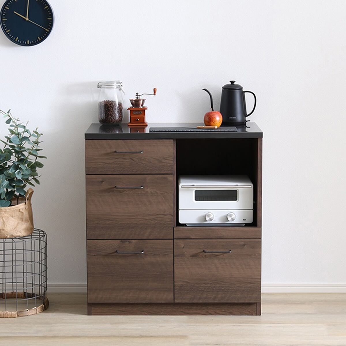 日本製 特殊鋼板を使ったキッチンカウンター(引き出しタイプ) 80cm幅