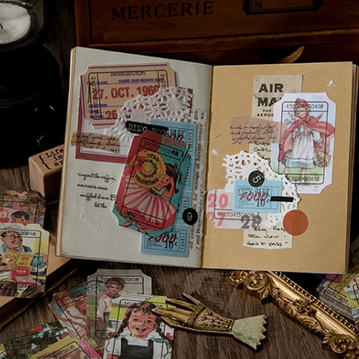 H19 ヴィンテージ風 ミニカード 紙もの 素材紙 全8種 大容量 100枚