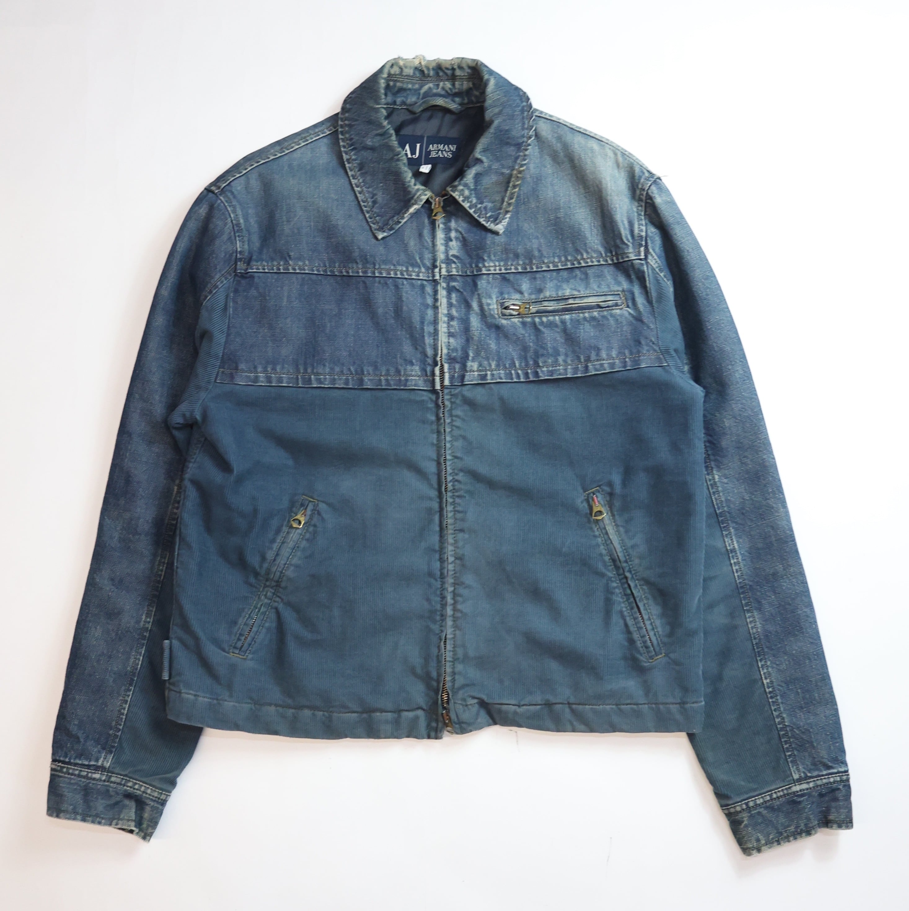 ARMANI JEANS DENIM CORDS DOUBLE ZIP JACKET