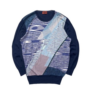 MISSONI front glitter panel switching silk knit sweater