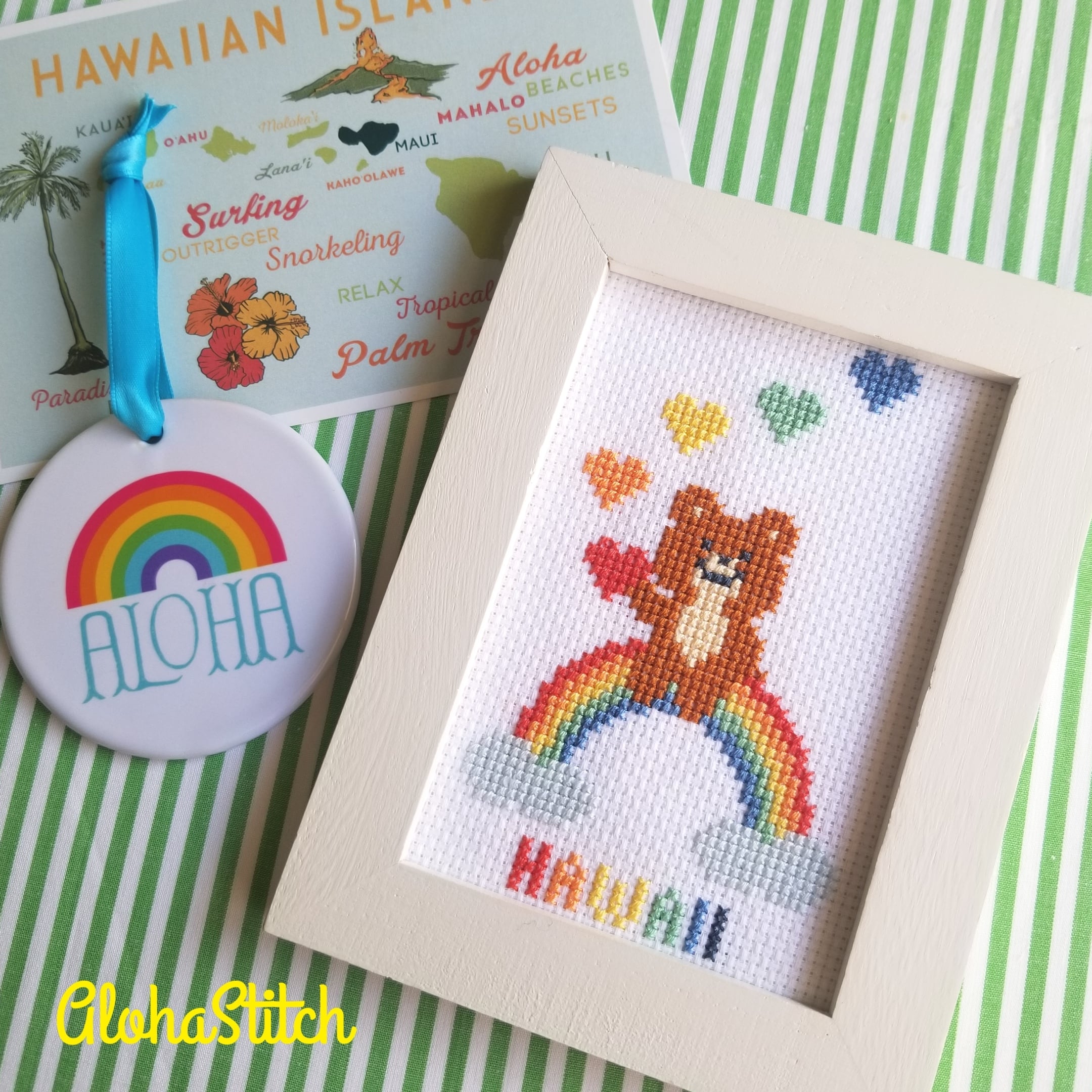 【図案】RAINBOW BEAR Aloha Stitch*クロスステッチのお店