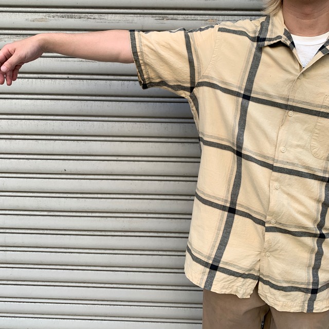 90s Ralph Lauren チェック柄半袖シャツ CLAYTON L リネン