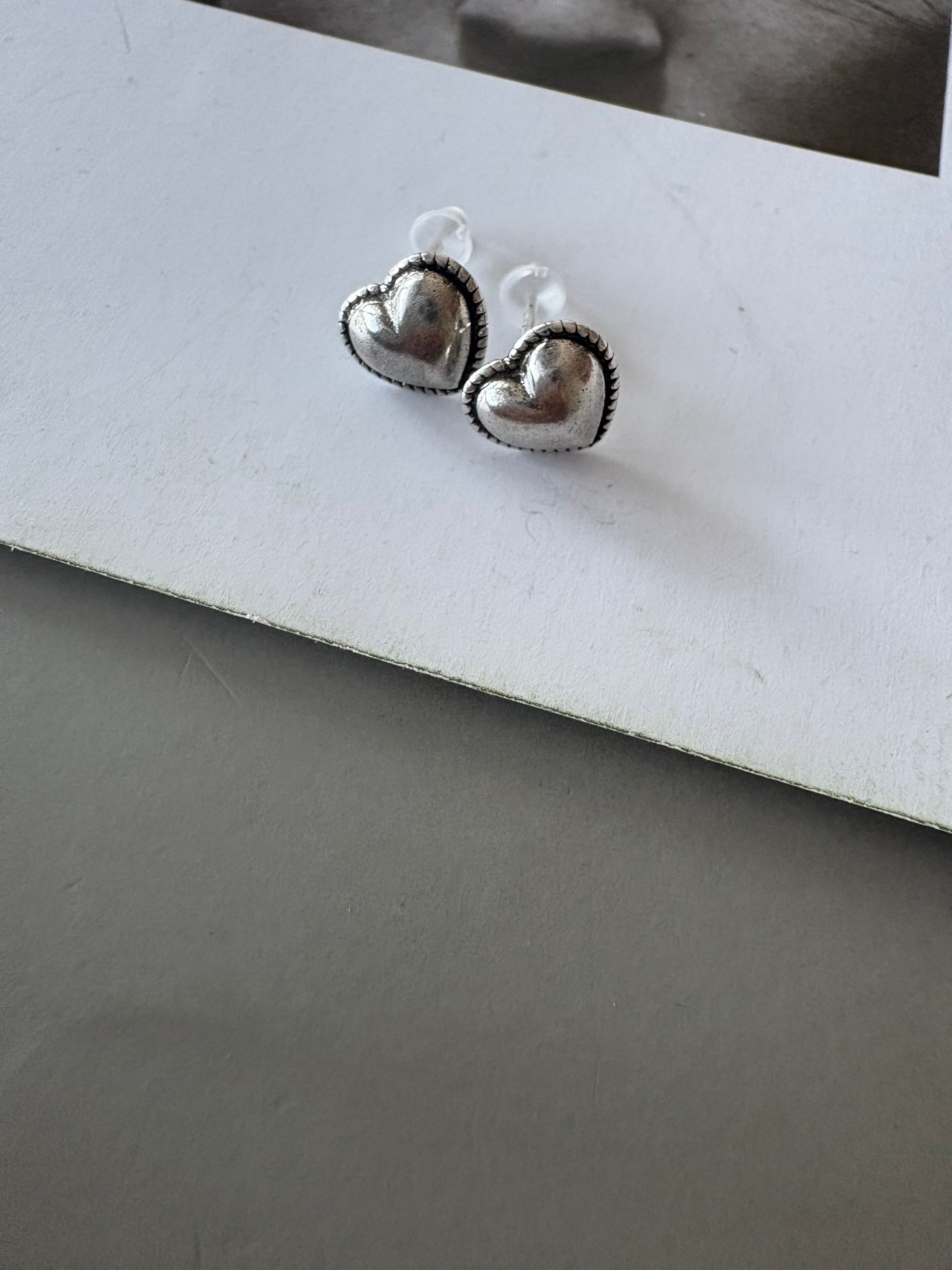 Vintage 70~80s スターリングシルバー ハート ピアス ヴィンテージ風