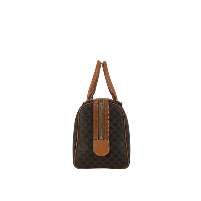 CELINE セリーヌ マカダム ショルダーバッグ ブラウン ブラゾン型押し PVC レザー 2way ボストンバッグ vintage ヴィンテージ オールド haxmcm