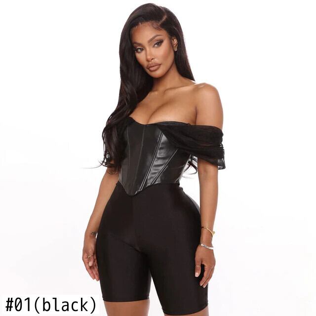 送料無料 暗号 PU レザーセクシーなビスチェコルセットトップ