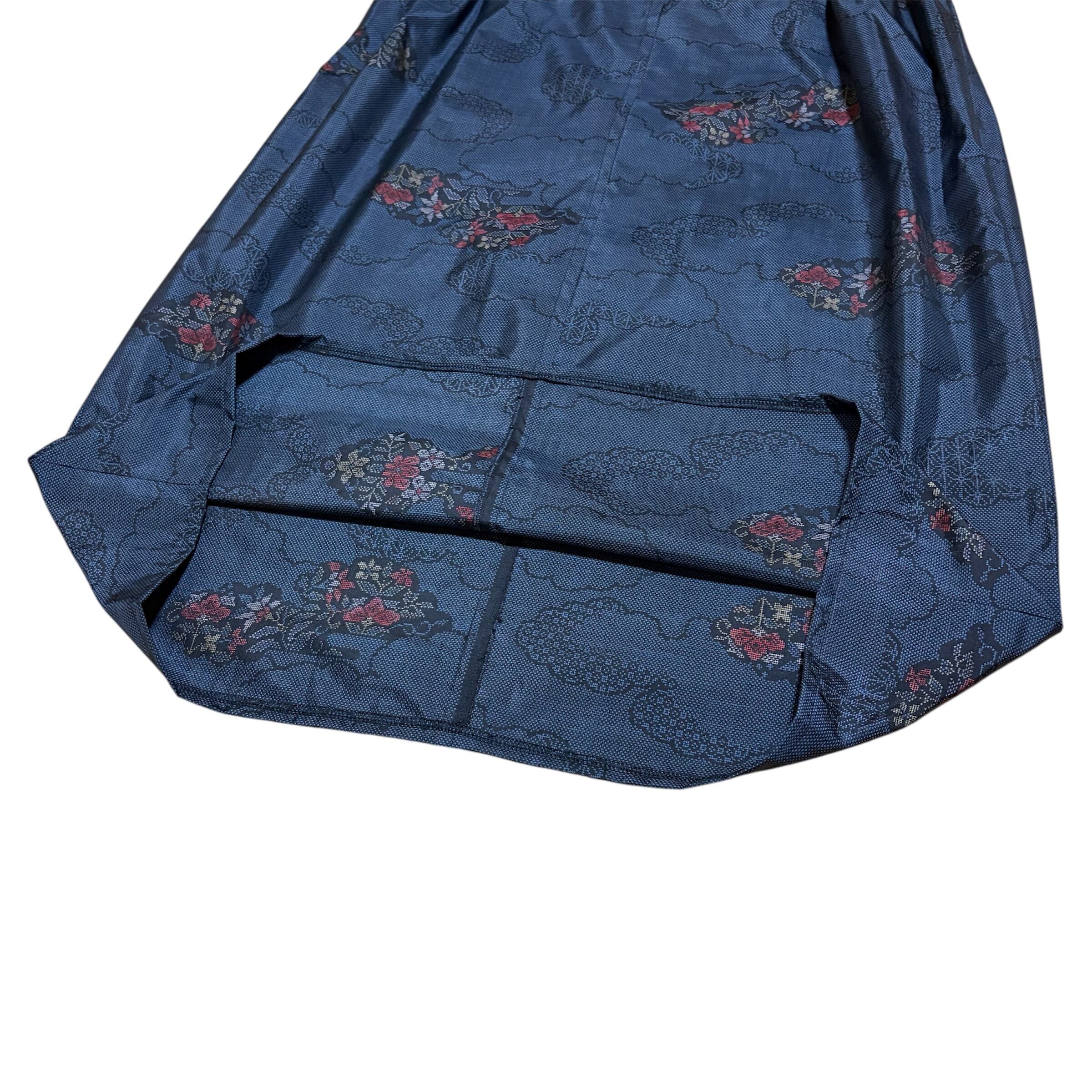 大島紬 着物リメイク ジャンパースカート 巾着スタイル 9マルキ 雲取り