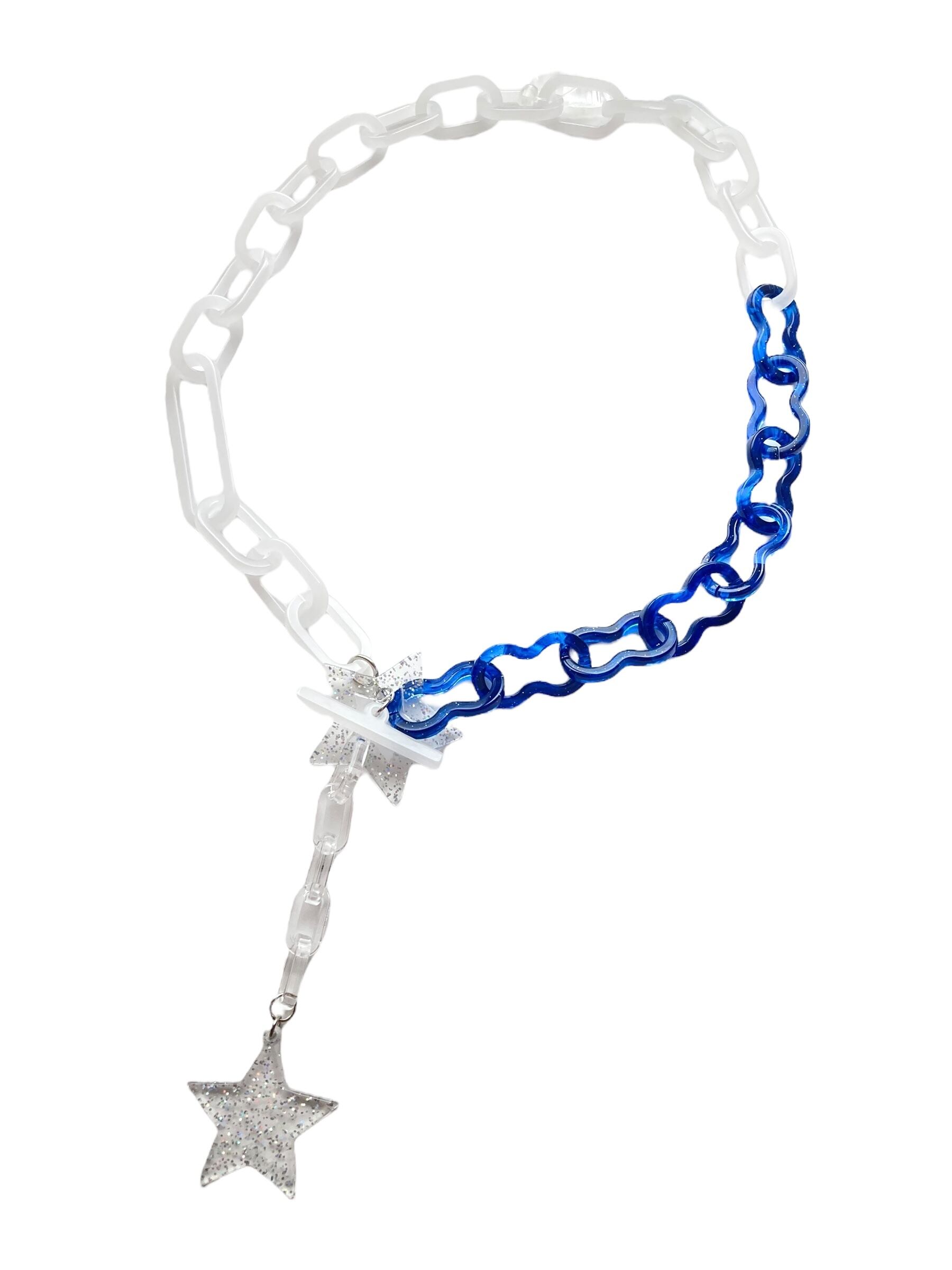 【12/14(日)21:00-12/17(水)12:00まで限定❣️】4ma4ma / チェーンネックレス(ブルー×ホワイト)