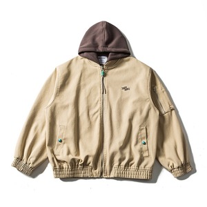Hooded Drop Shoulder Zip-Up Jacket [2178]