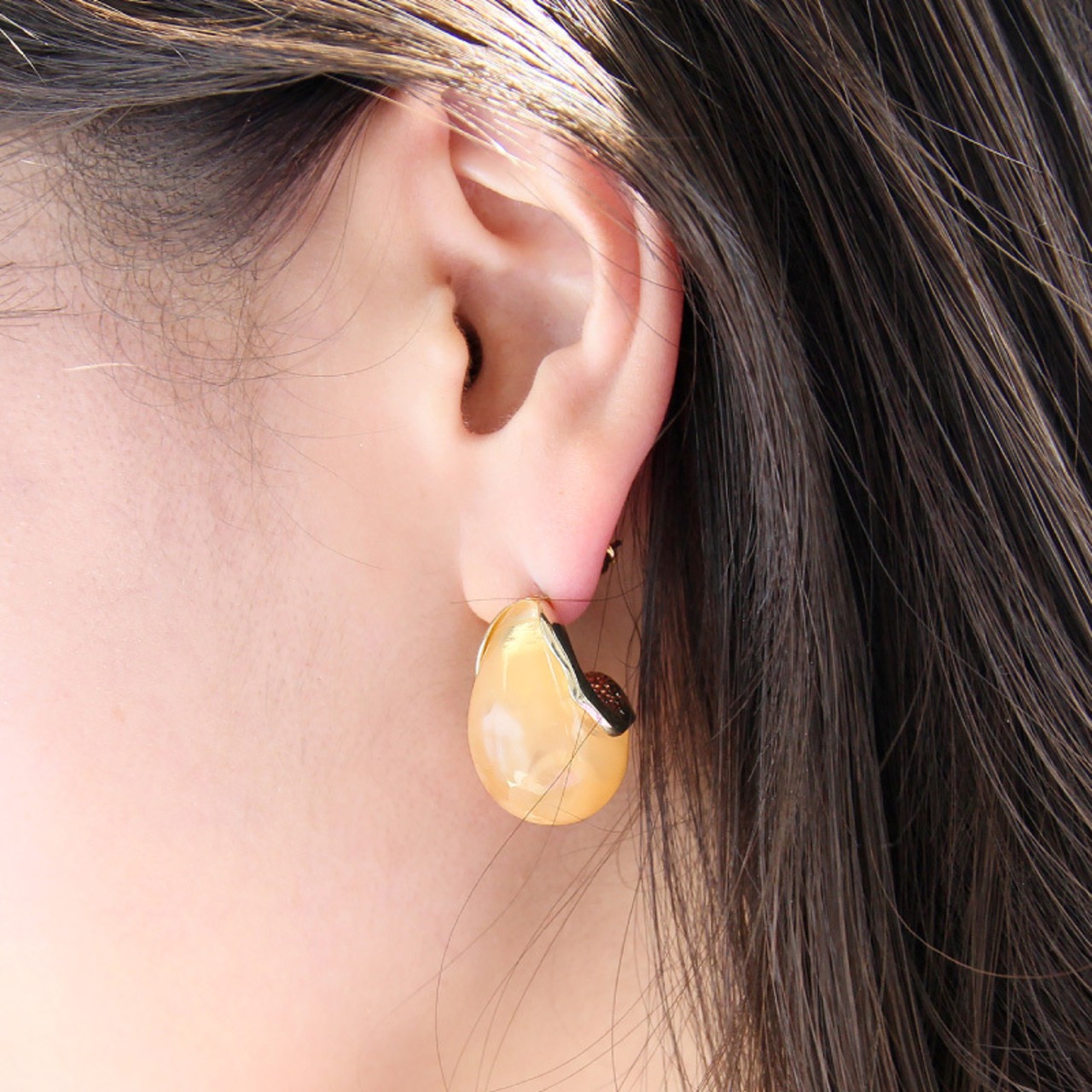 ＊【ネコポス便】ピアス ドロップマーブルピアス 合金 女性 大人 アクセ マーブル ベージュ　1834 ブラウン グリーン ベッコウ マーブル模様 アクリル クリア