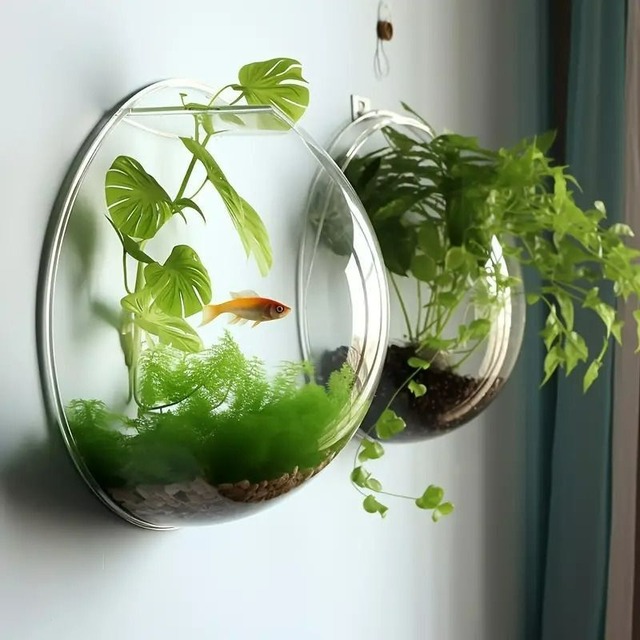 ウォールハンギングバスケット クリア プラスチック お洒落 シンプル 花瓶 フラワーポット 透明 スタイリッシュ モダン SNS映え 4-7